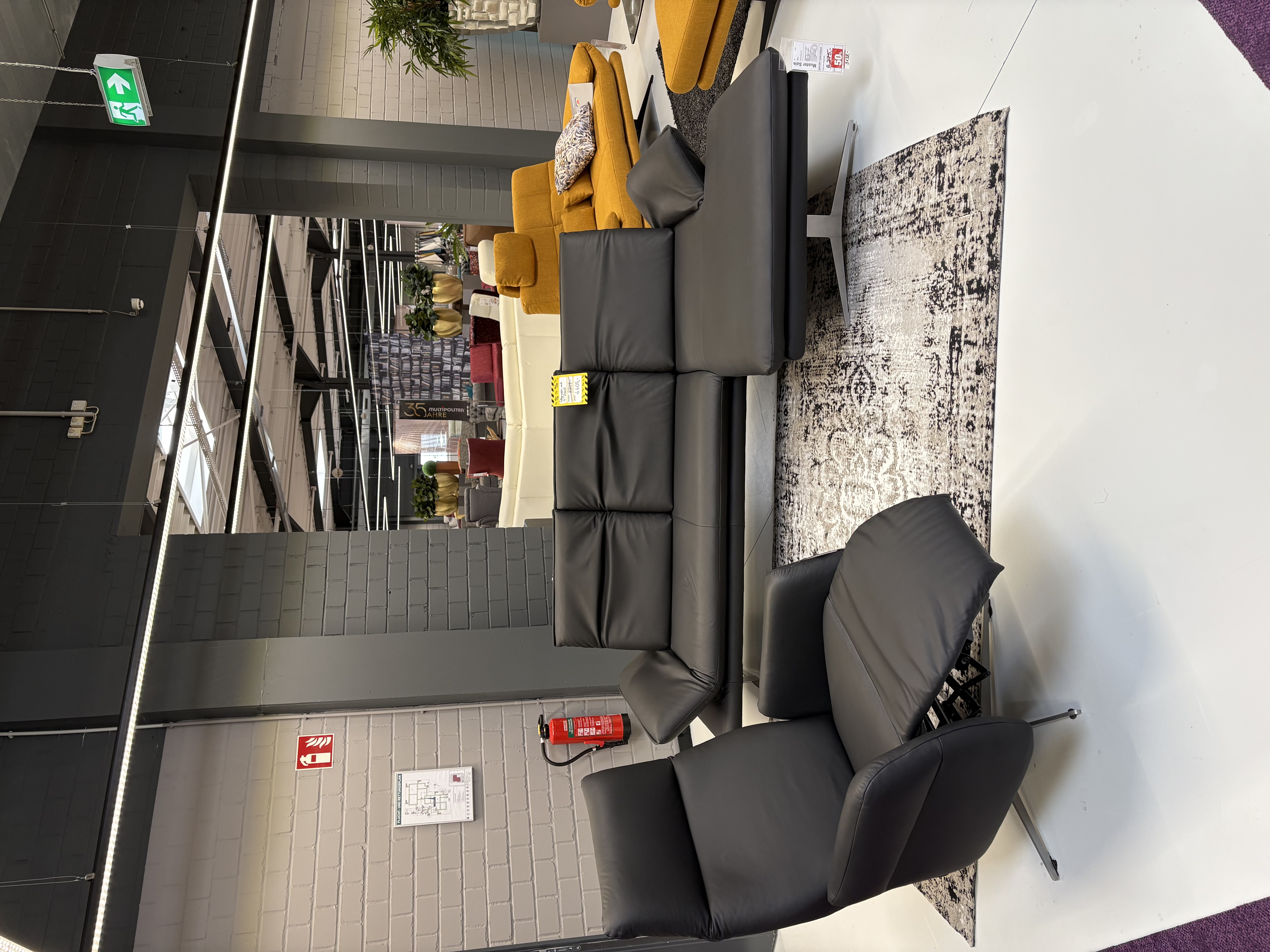 Sofa Couch Ecksofa Leder Mila und Unostyle Sessel schwarz