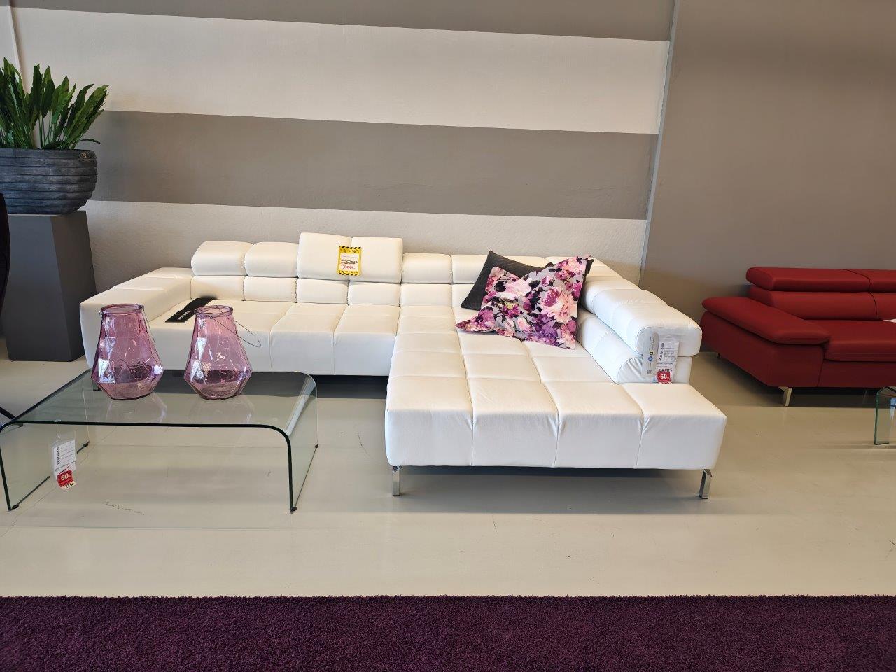 Ecksofa Wilo Leder weiß ohne Kissen Ecksofa Wilo Leder weiß ohne Kissen