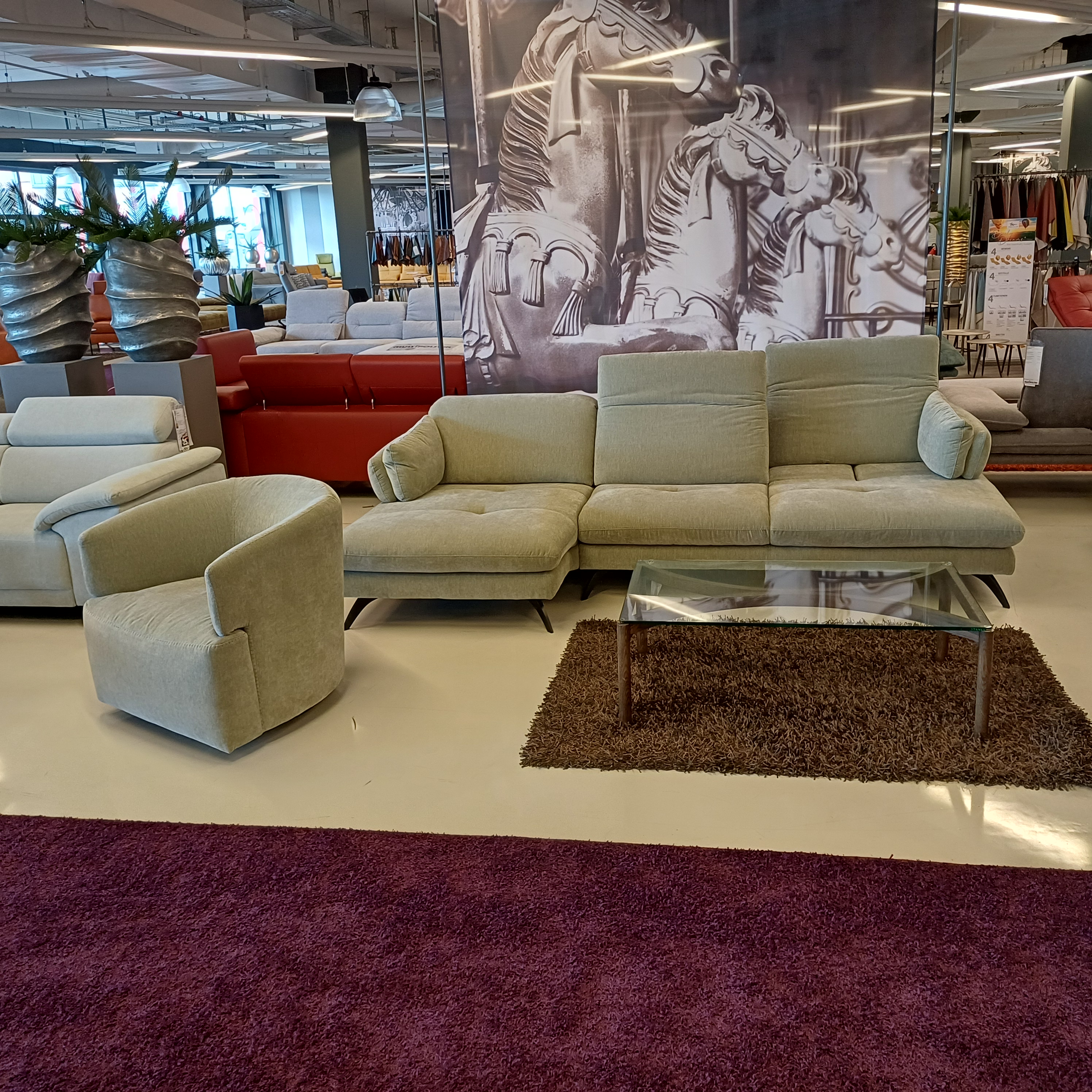 Bequemes Ecksofa von Calia in Stoff grau