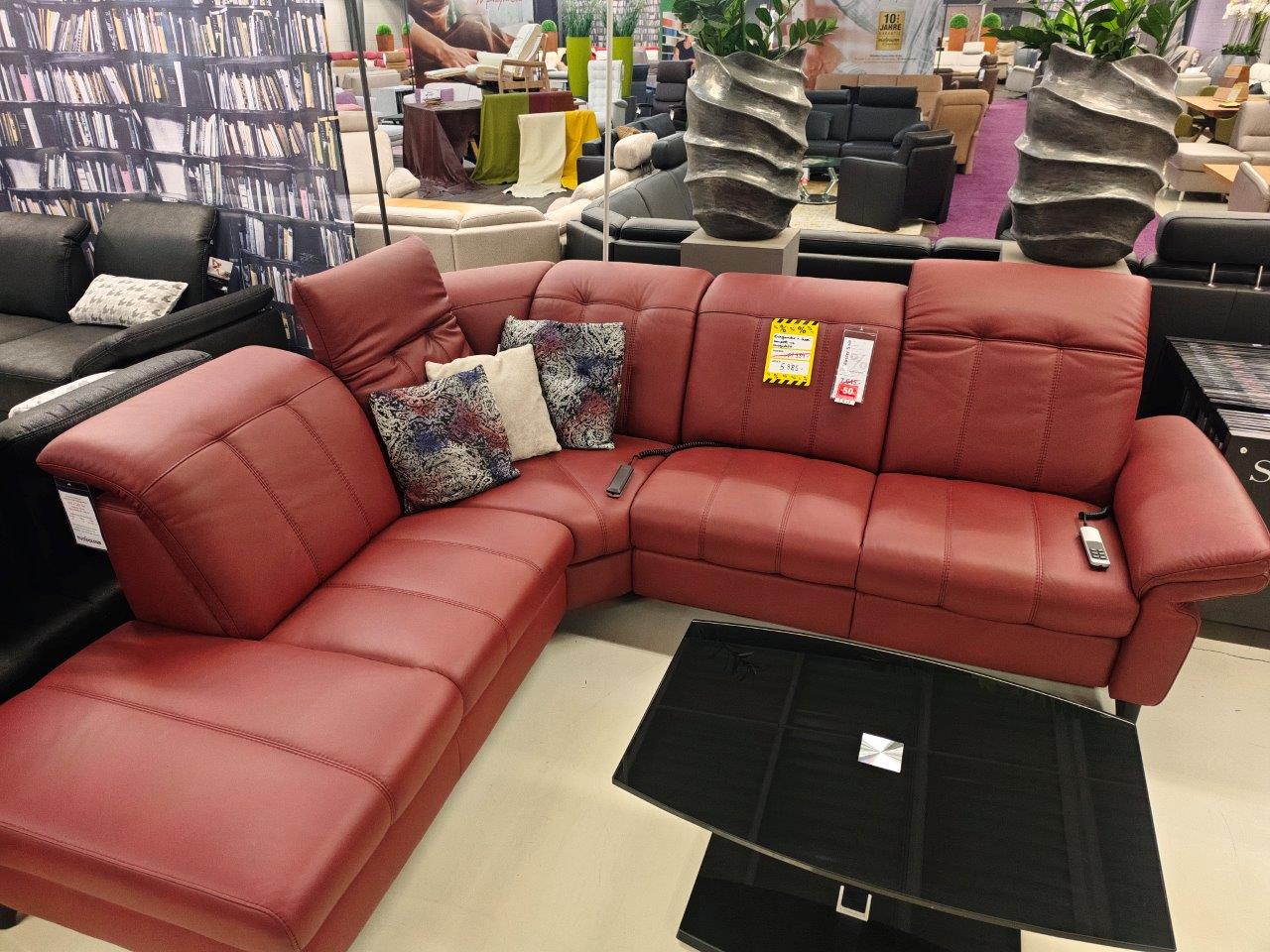 Ecksofa Polsteria Lentini Leder bordeaux Ecksofa Polsteria Lentini Leder bordeaux