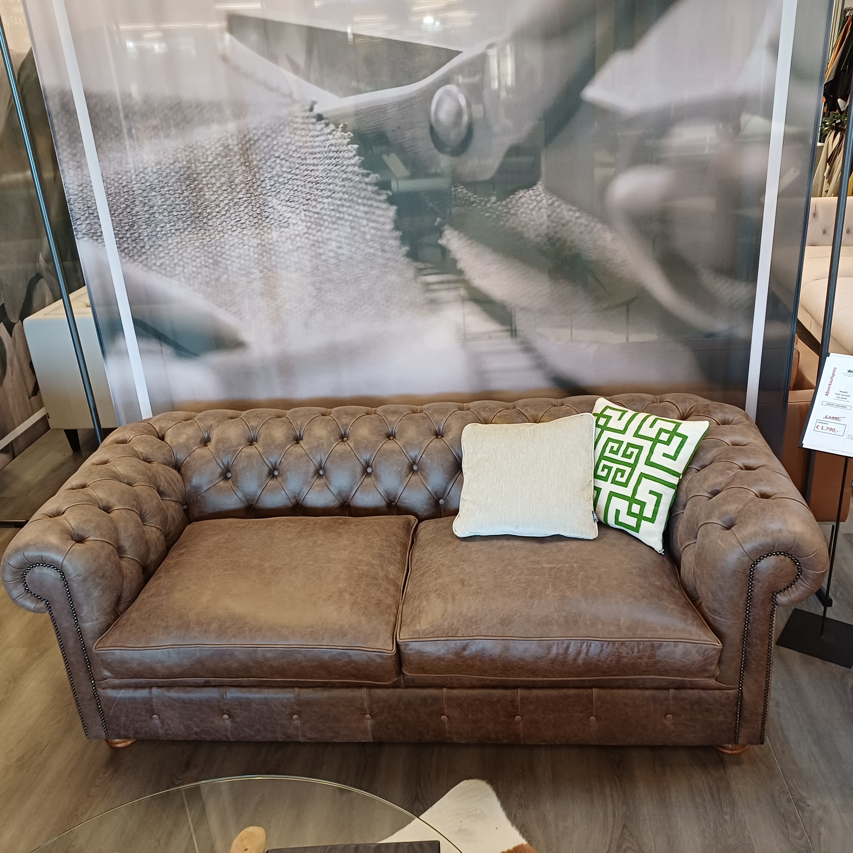 Chesterfield Sofa 3,5-Sitzer in Leder