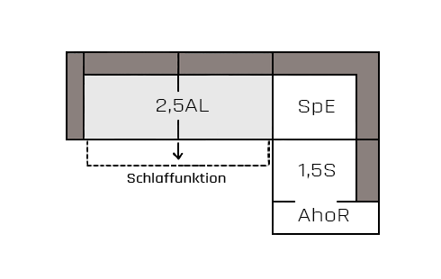 Ecksofa 1,5Aho SE Medium R