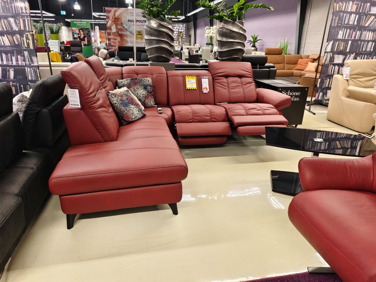 Ecksofa Polsteria Lentini Leder bordeaux Ecksofa Polsteria Lentini Leder bordeaux