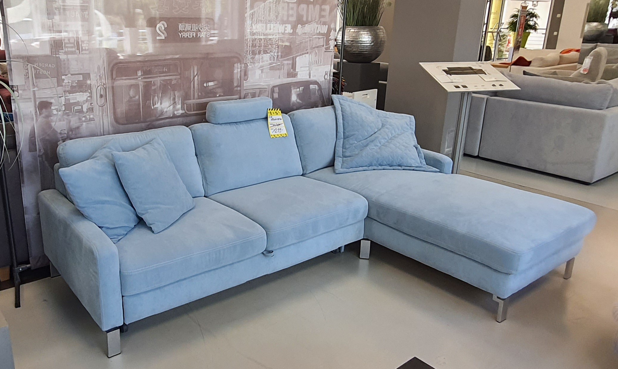Modernes blaues Ecksofa in Stoff
