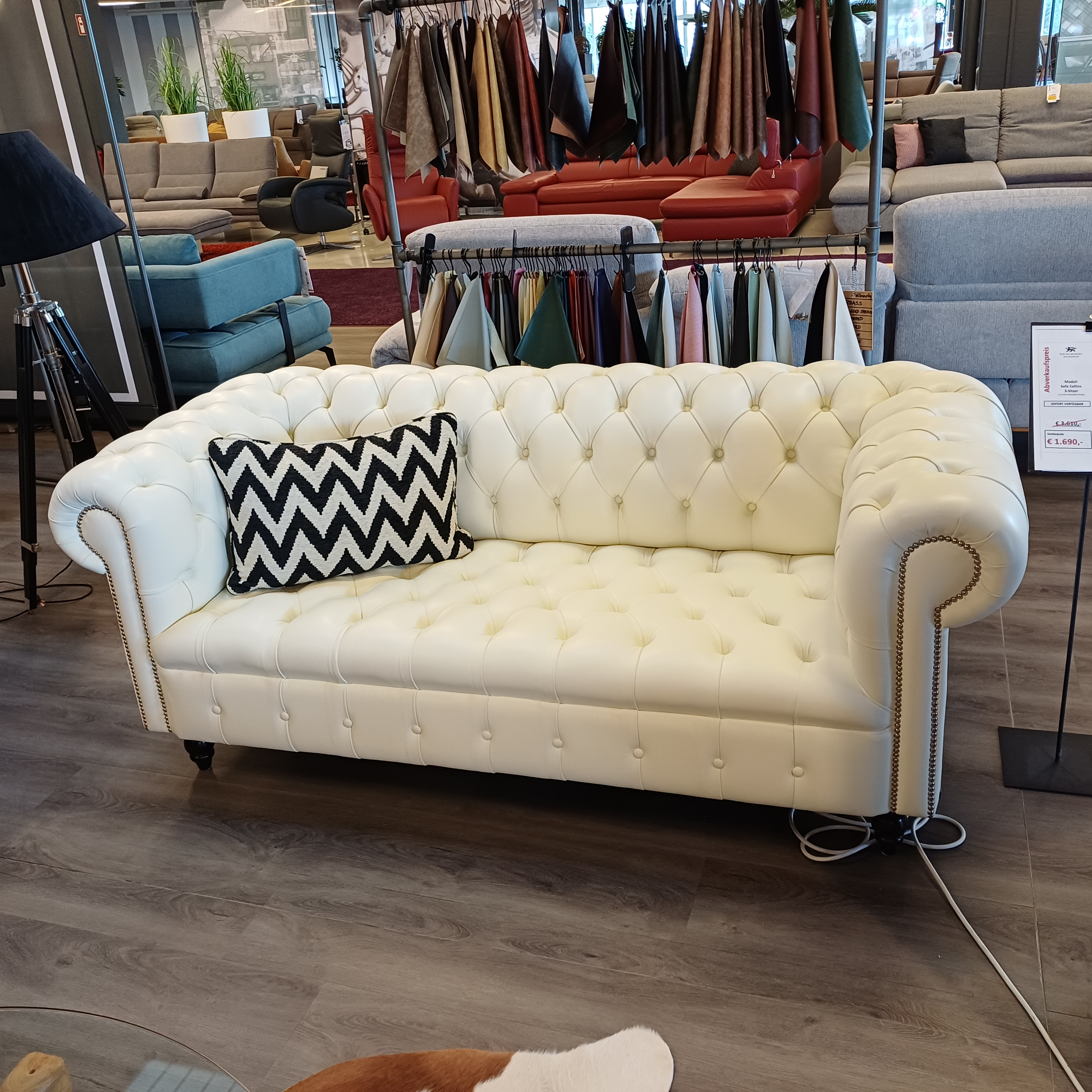 Victorian Chesterfield Sofa 3-Sitzer in Leder