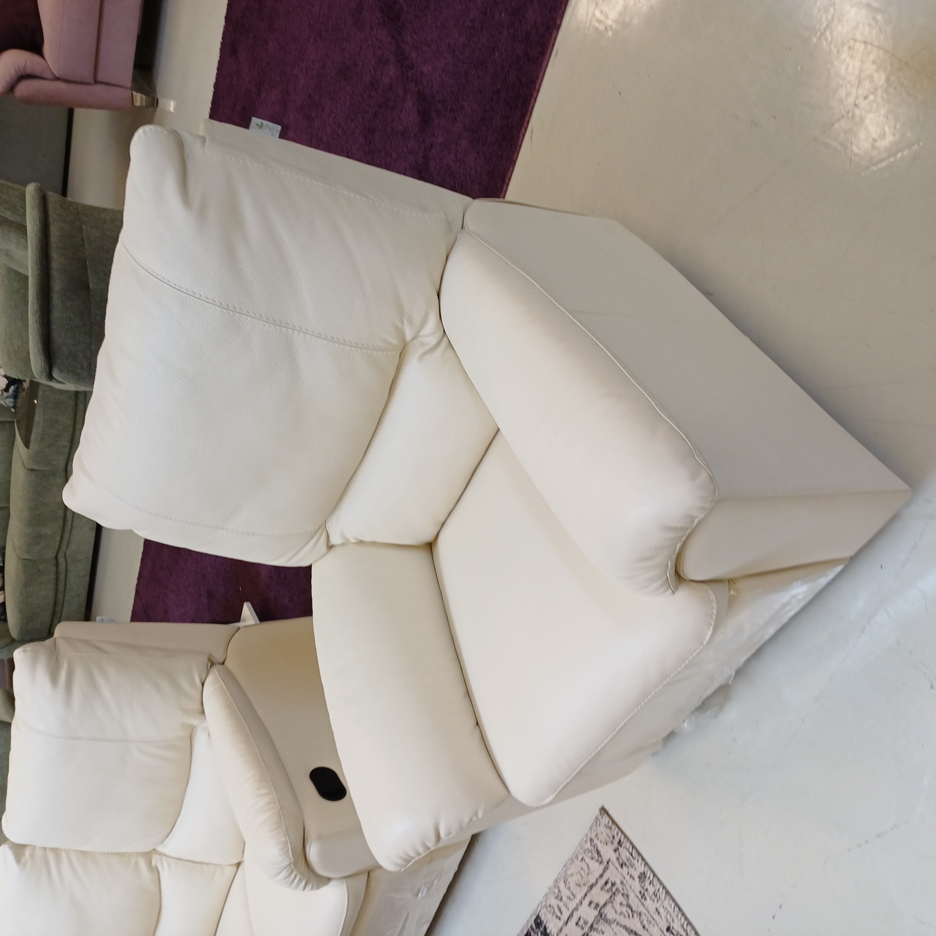 Funktionsgarnitur in Leder beige mit Sessel