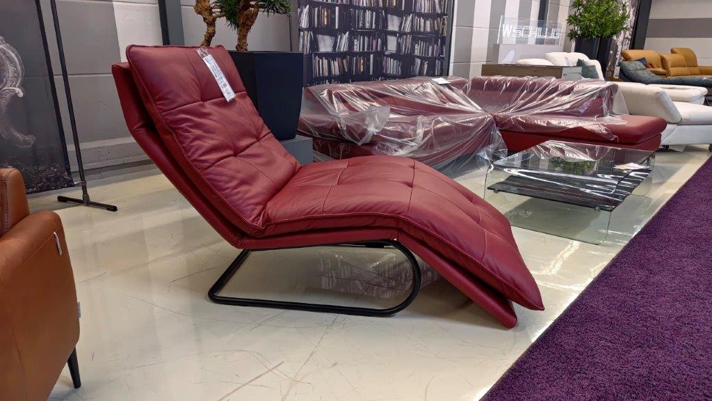 Relaxliege mit manueller Verstellung in Leder