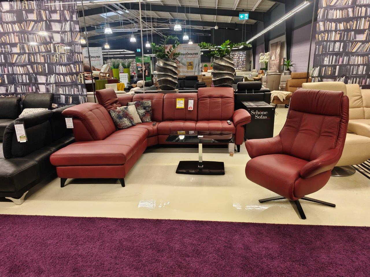 Ecksofa Polsteria Lentini Leder bordeaux Ecksofa Polsteria Lentini Leder bordeaux