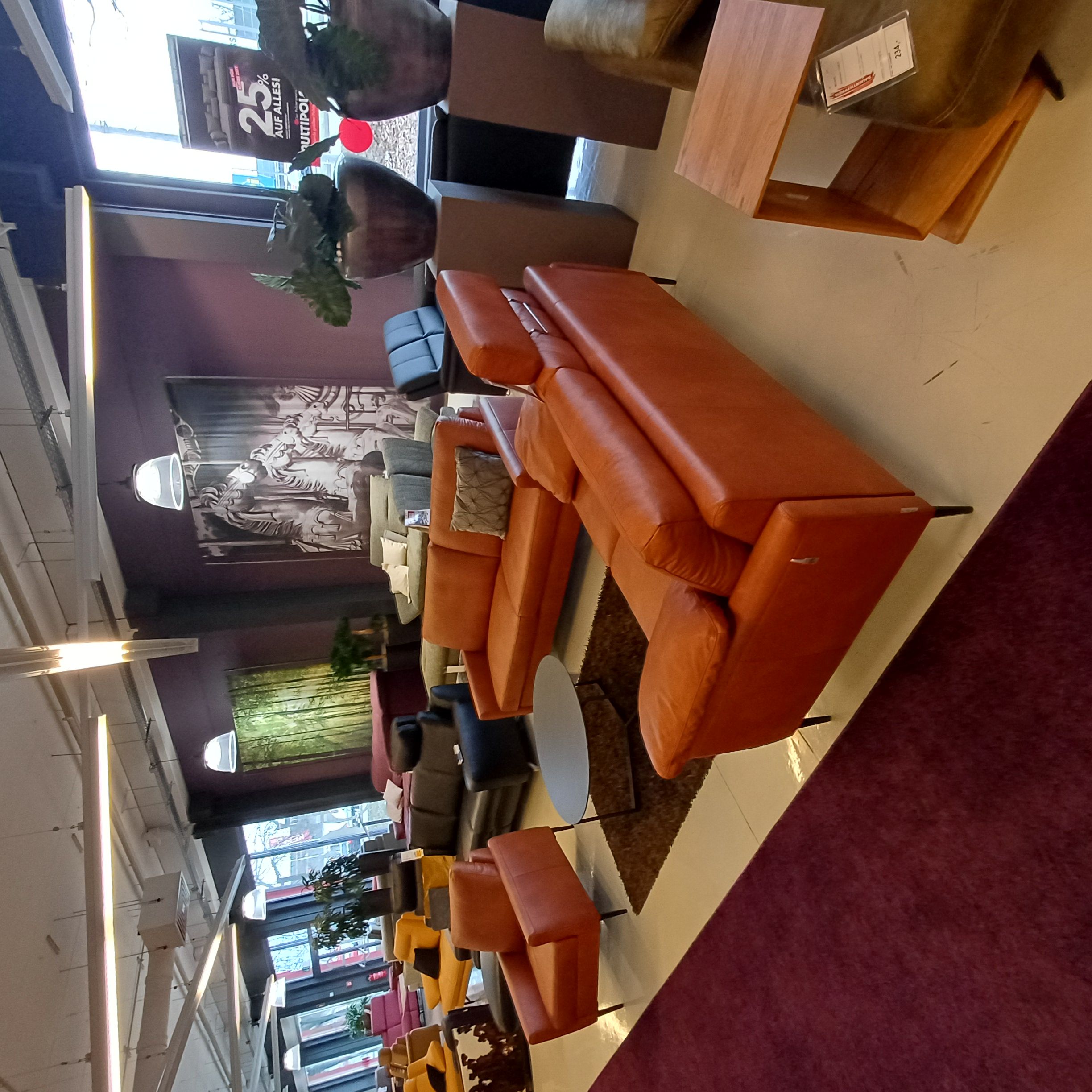 Sofa Garnitur in Cognac Leder