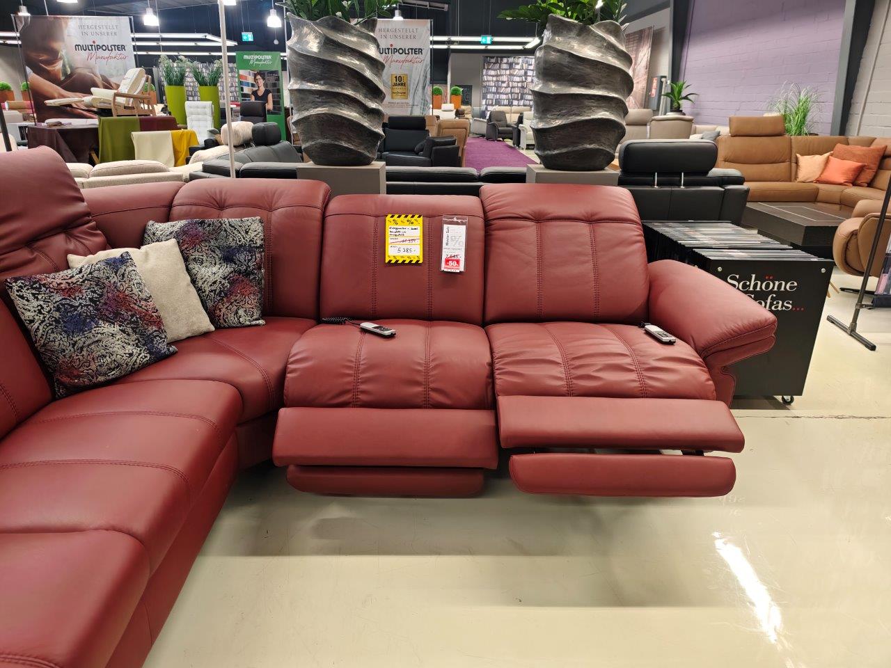 Ecksofa Polsteria Lentini Leder bordeaux