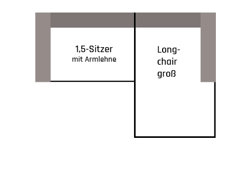 Ecksofa mit Longchair rechts