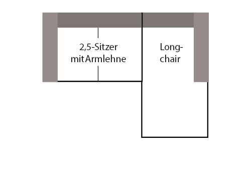 Ecksofa mit Longchair rechts