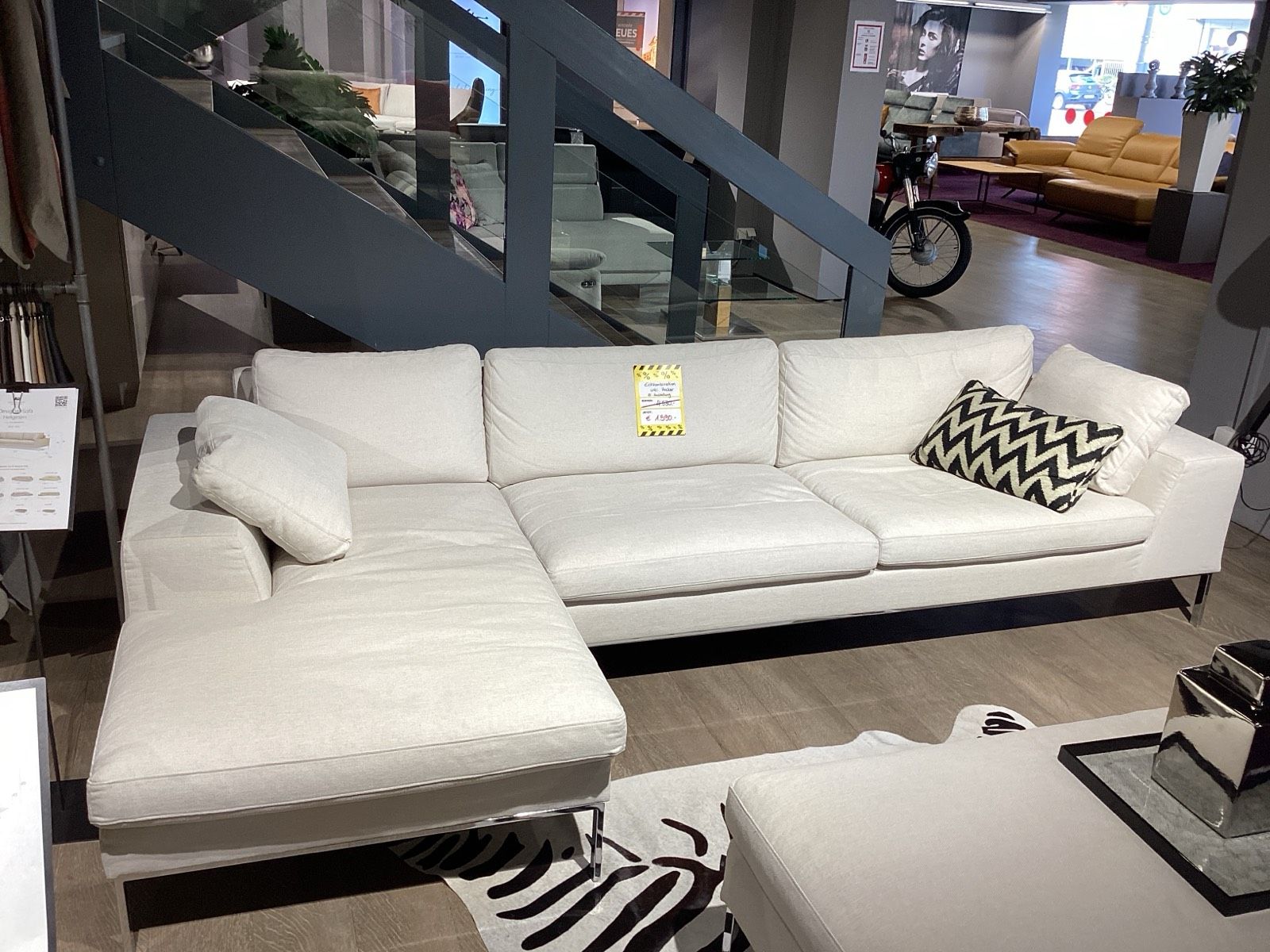 Sofa Ecksofa Couch VON WILMOWSKY Helgesen Stoff weiß